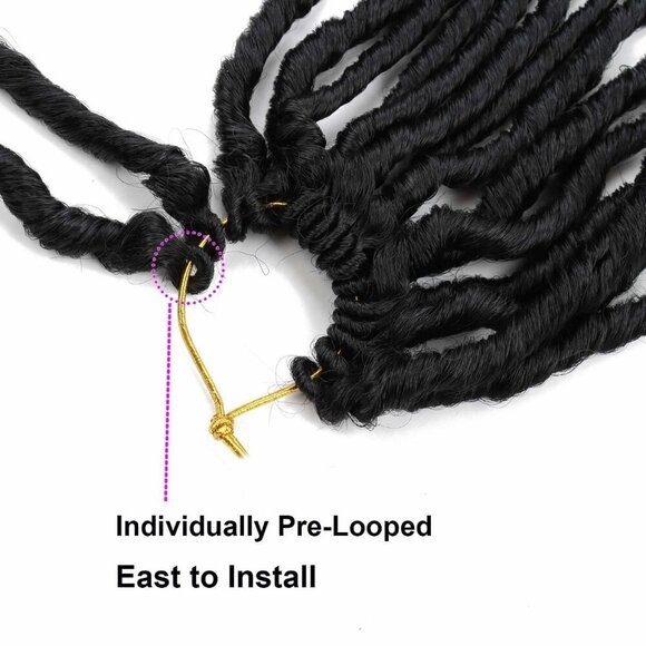 Faux Locs Crochet Hair Soft Locs Wavy Ends 18 Inch 8 Pack Natural Black main image 6